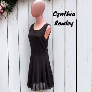 CYNTHIA ROWLEY BLACK SWEATER DRESS FIT AND FLARE MEDIUM NEW WITHOUT TAGS